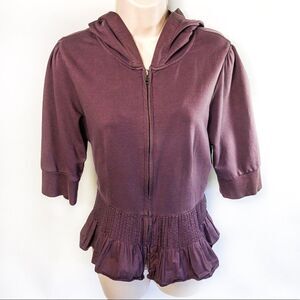 Purple Cropped Front Zip Jacket Top Sz L